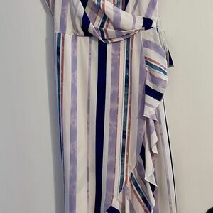 Buffalo David Bitton Asymmetrical Striped Dress - Blue, Purple, White